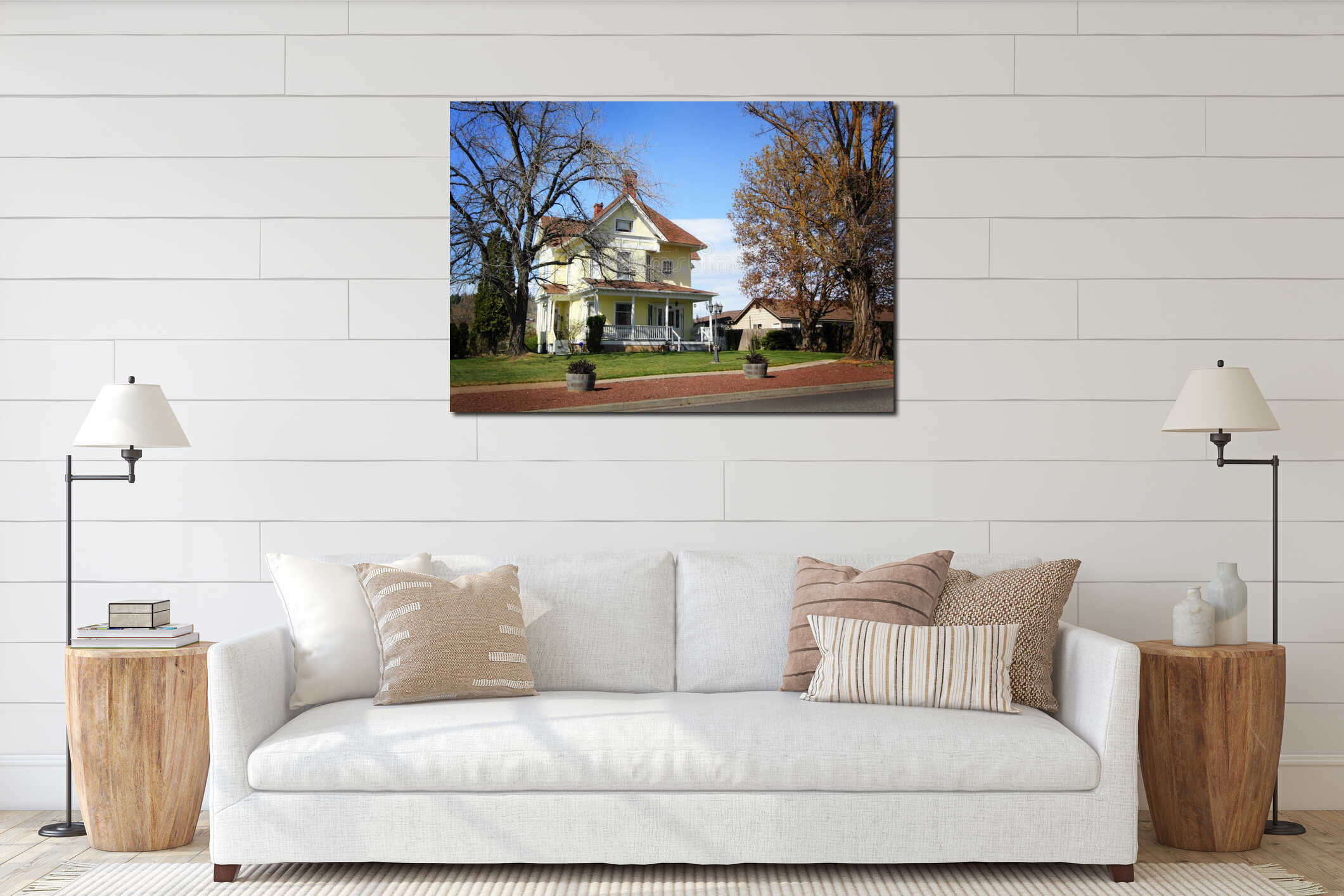 Canvas hanging interior mockup