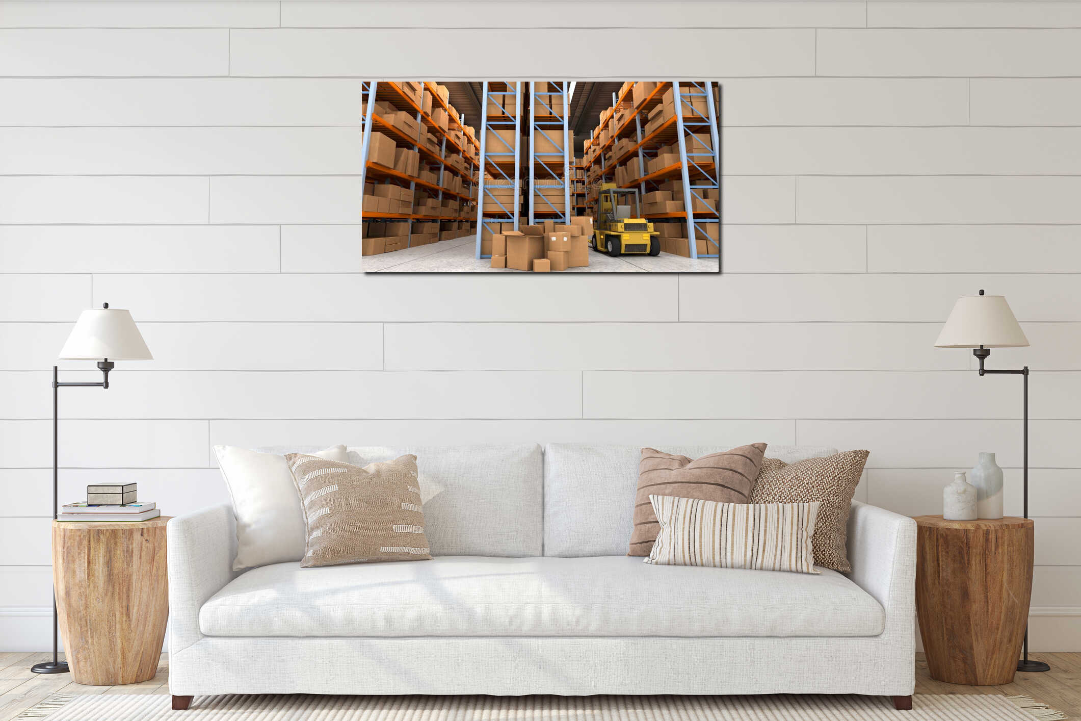 Canvas hanging interior mockup