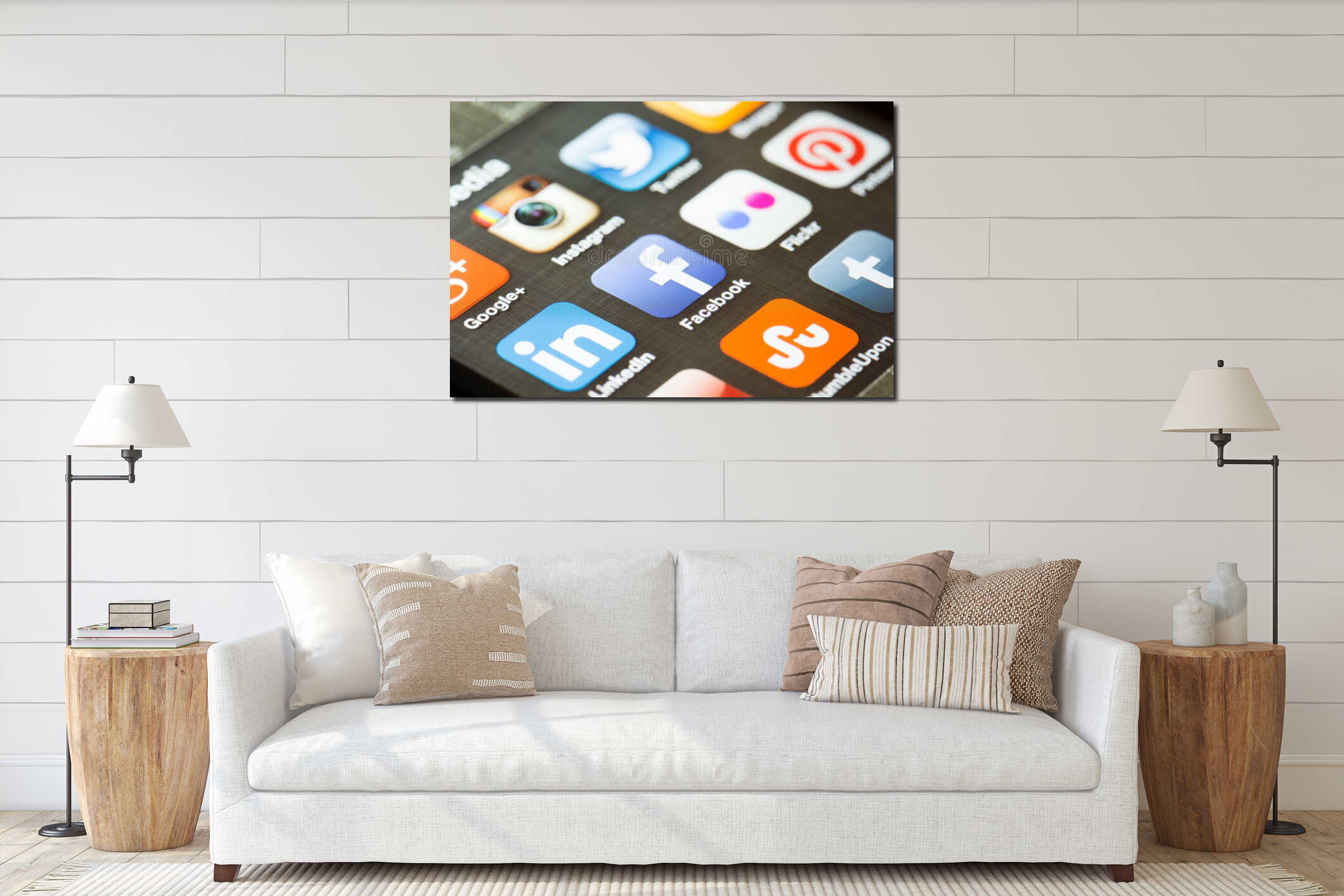 Canvas hanging interior mockup