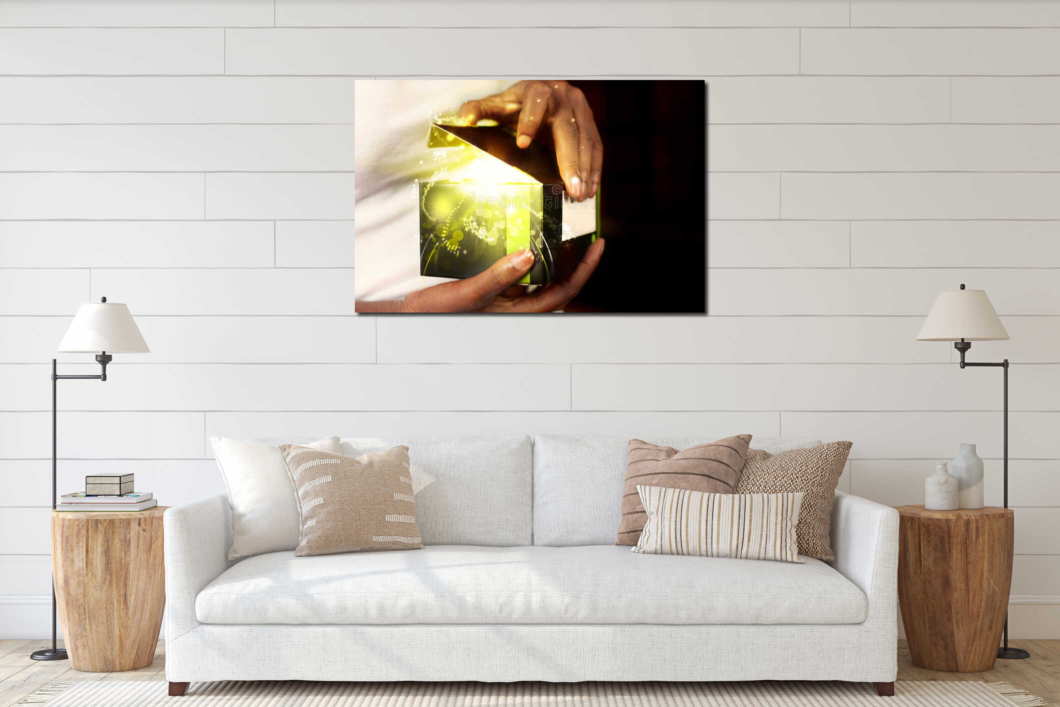 Canvas hanging interior mockup
