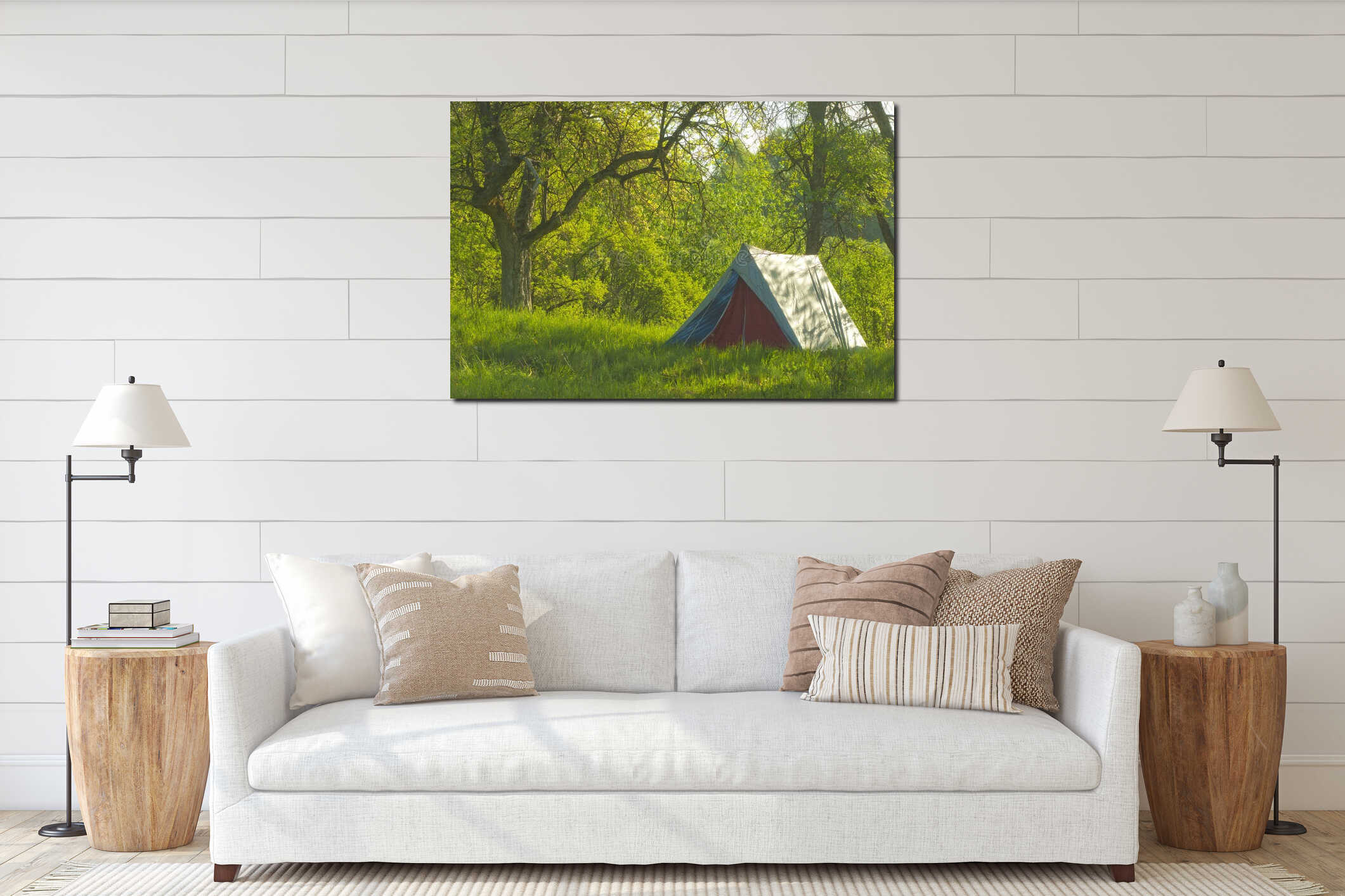 Canvas hanging interior mockup