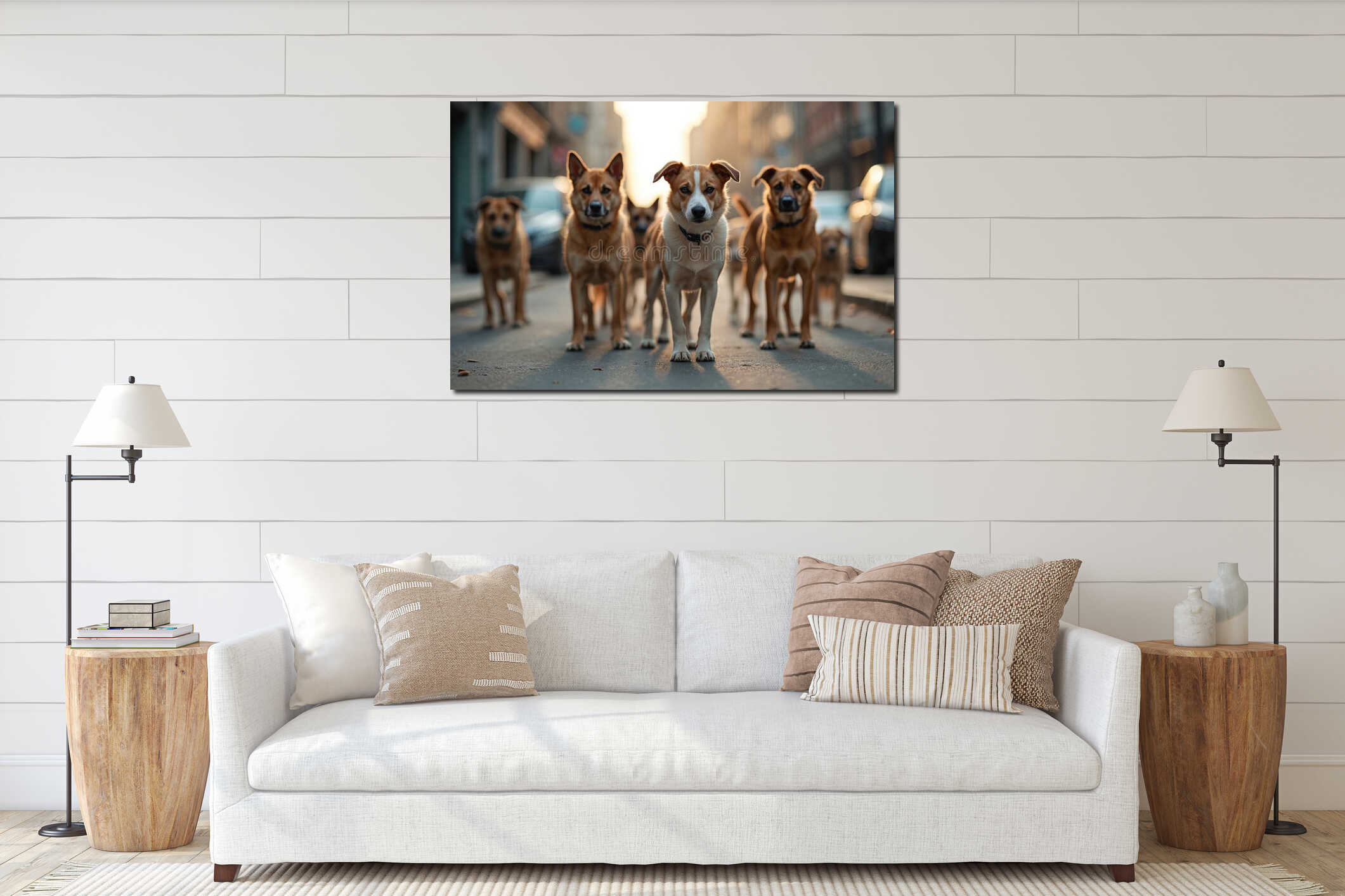 Canvas hanging interior mockup