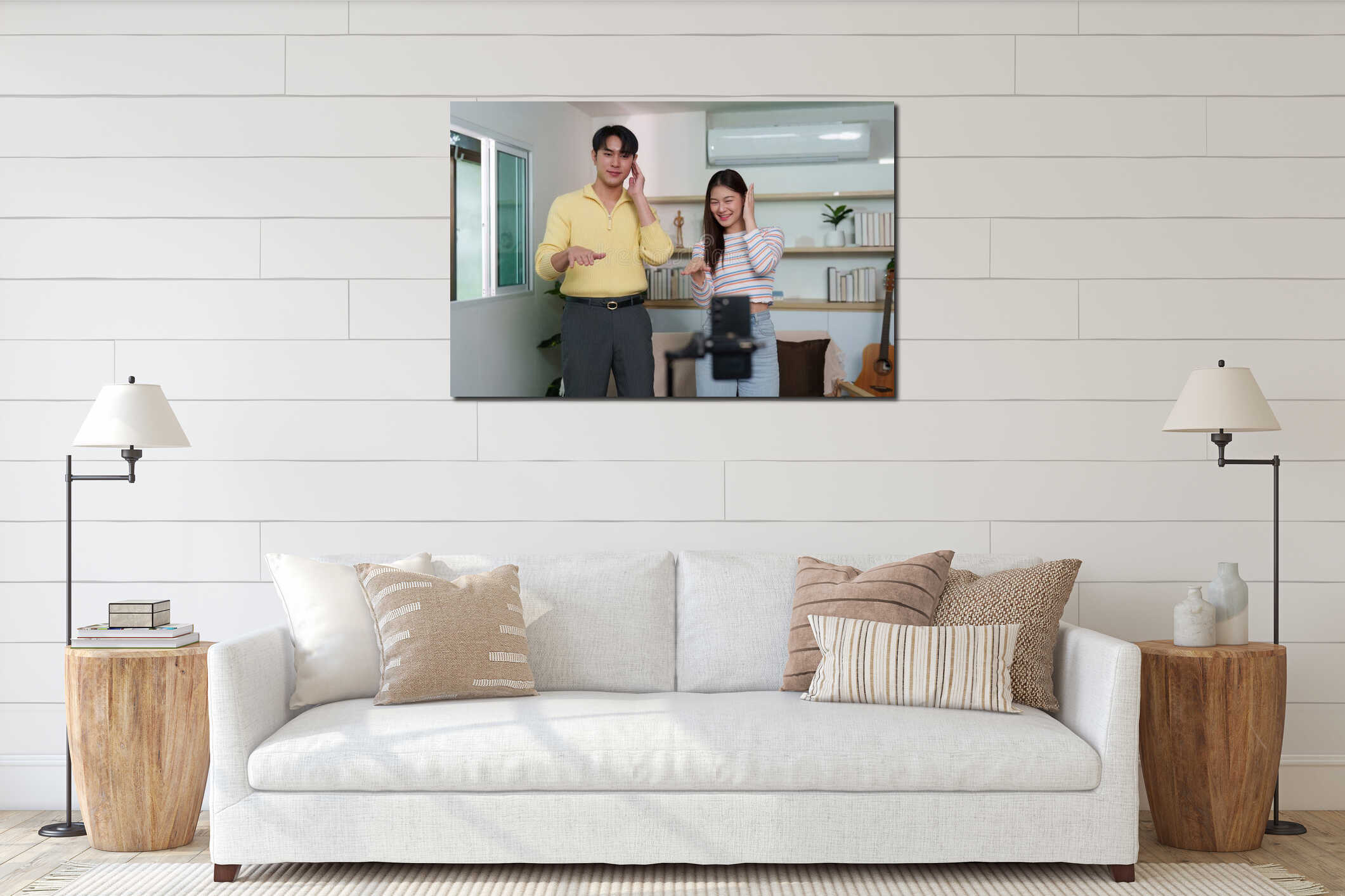 Canvas hanging interior mockup