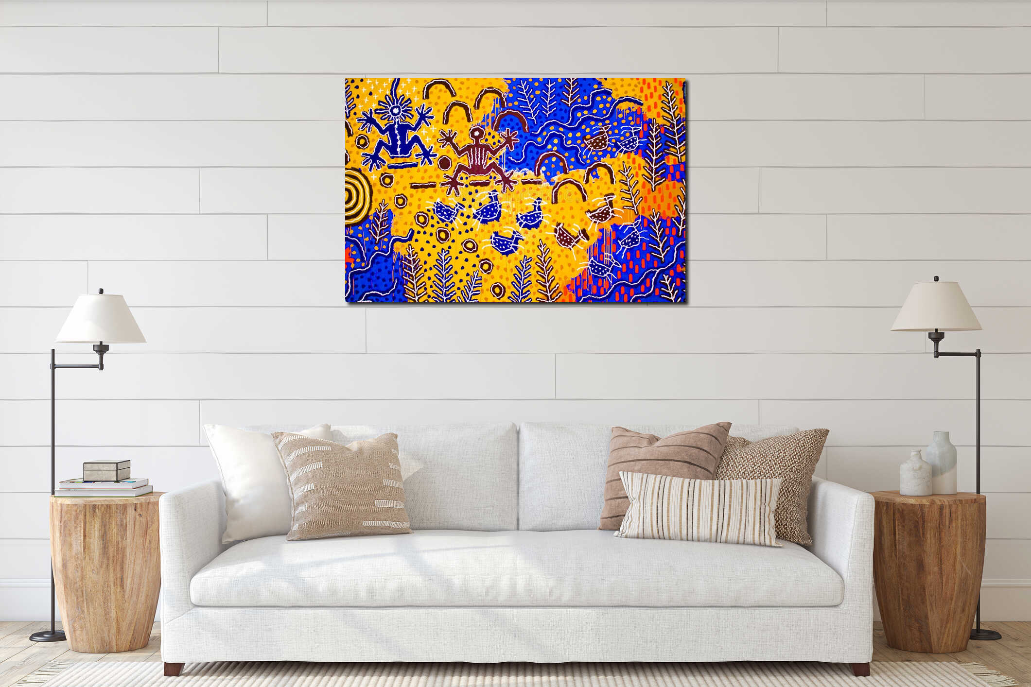 Canvas hanging interior mockup