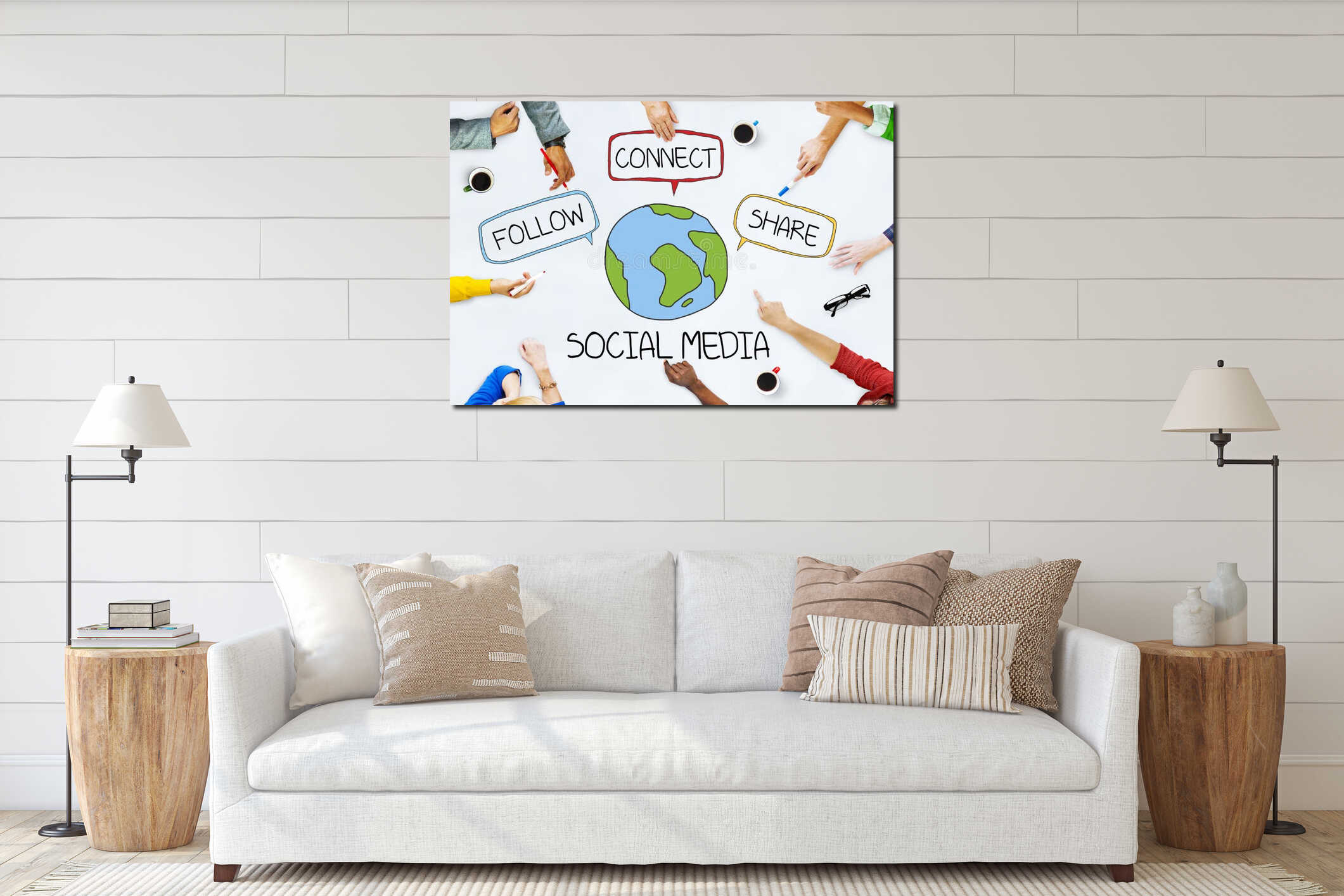 Canvas hanging interior mockup