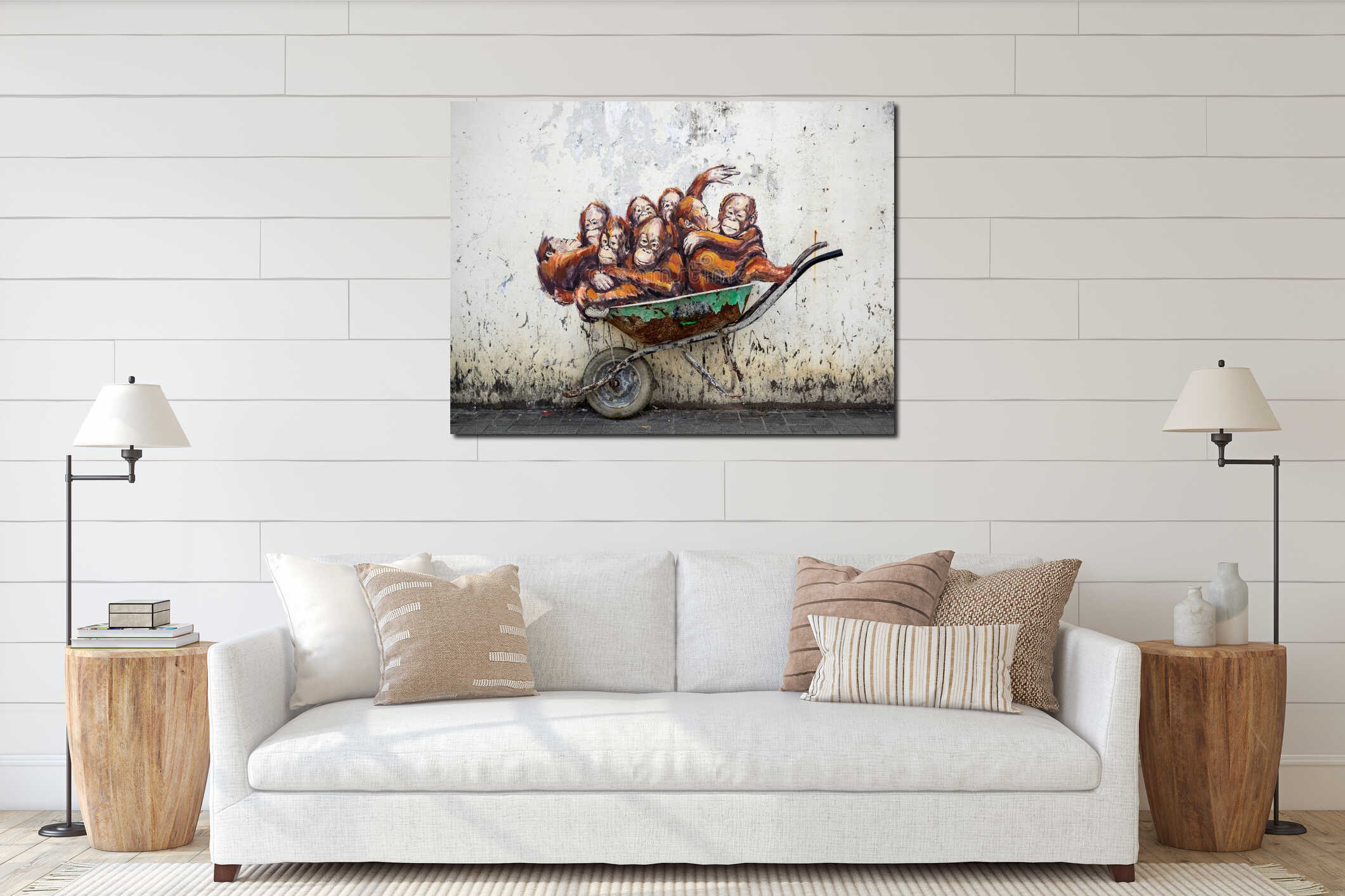 Canvas hanging interior mockup