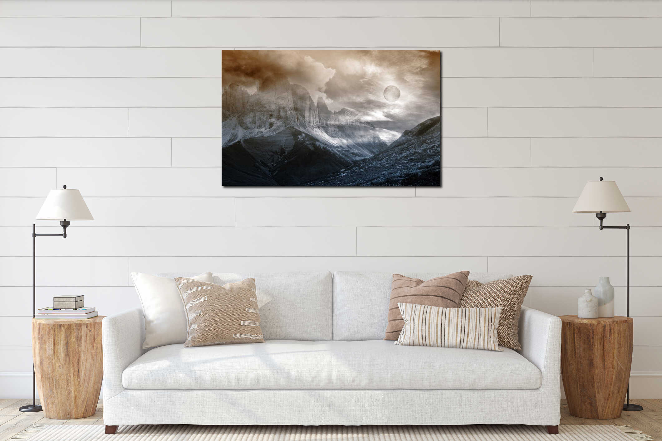 Canvas hanging interior mockup