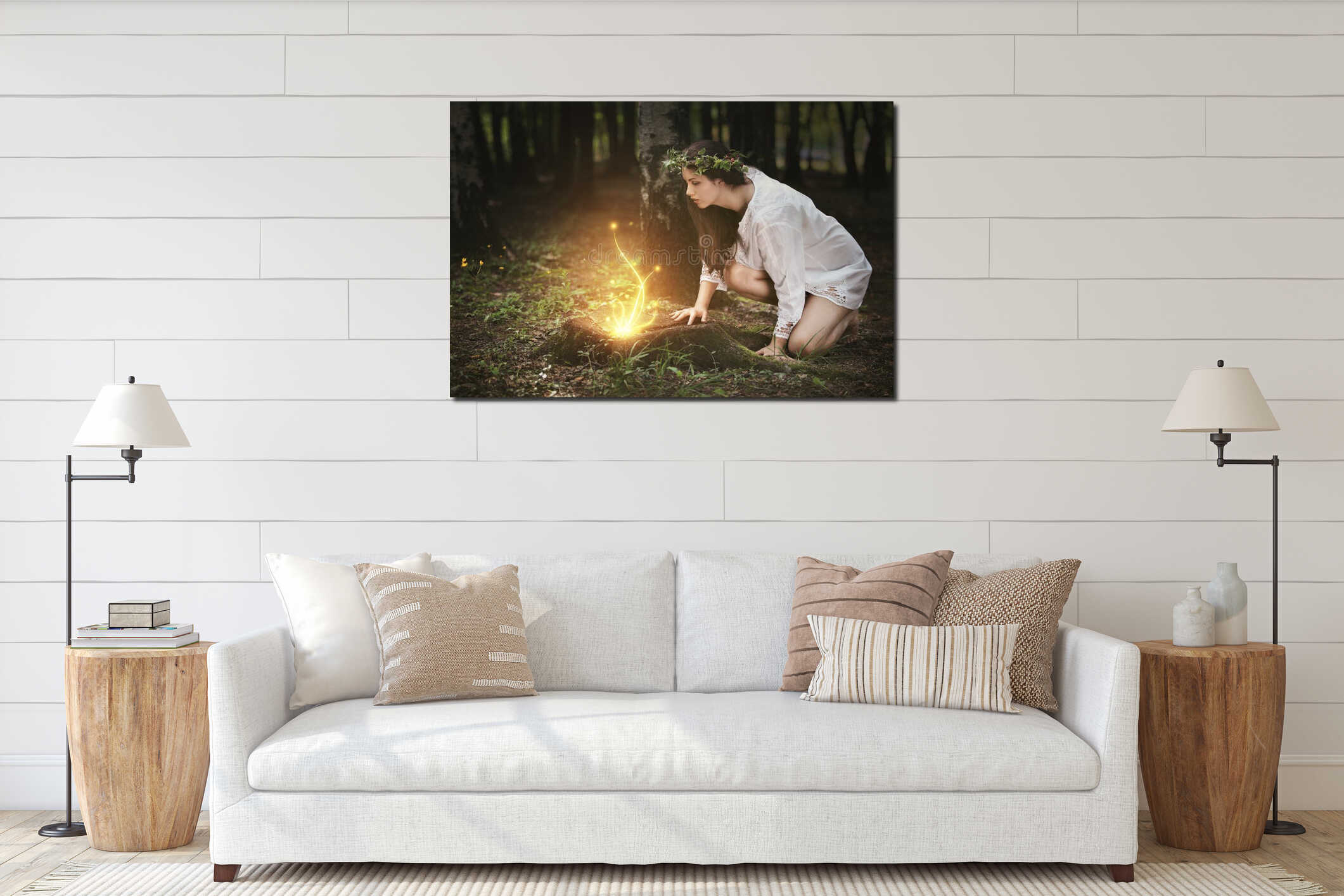 Canvas hanging interior mockup