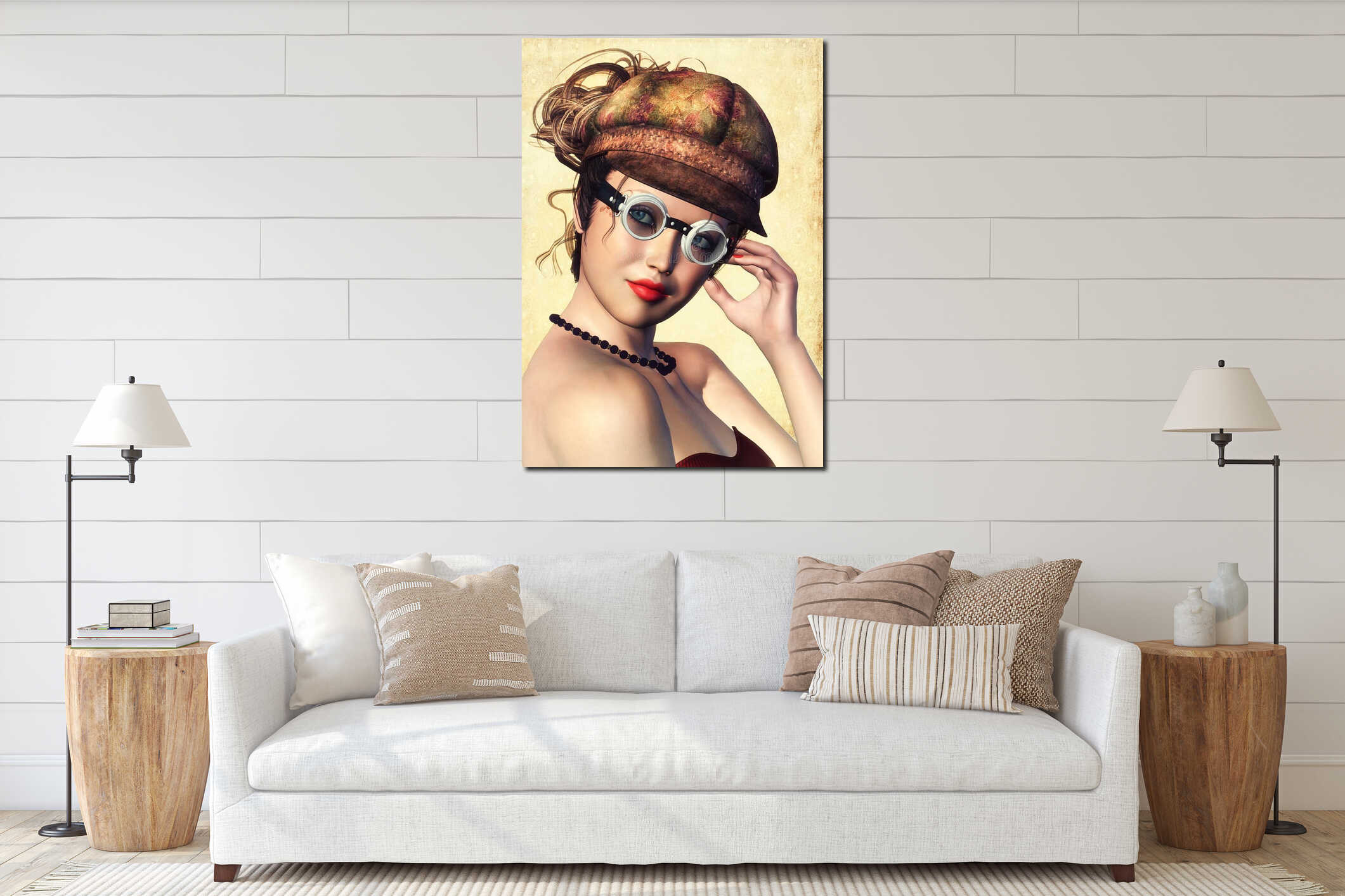 Canvas hanging interior mockup