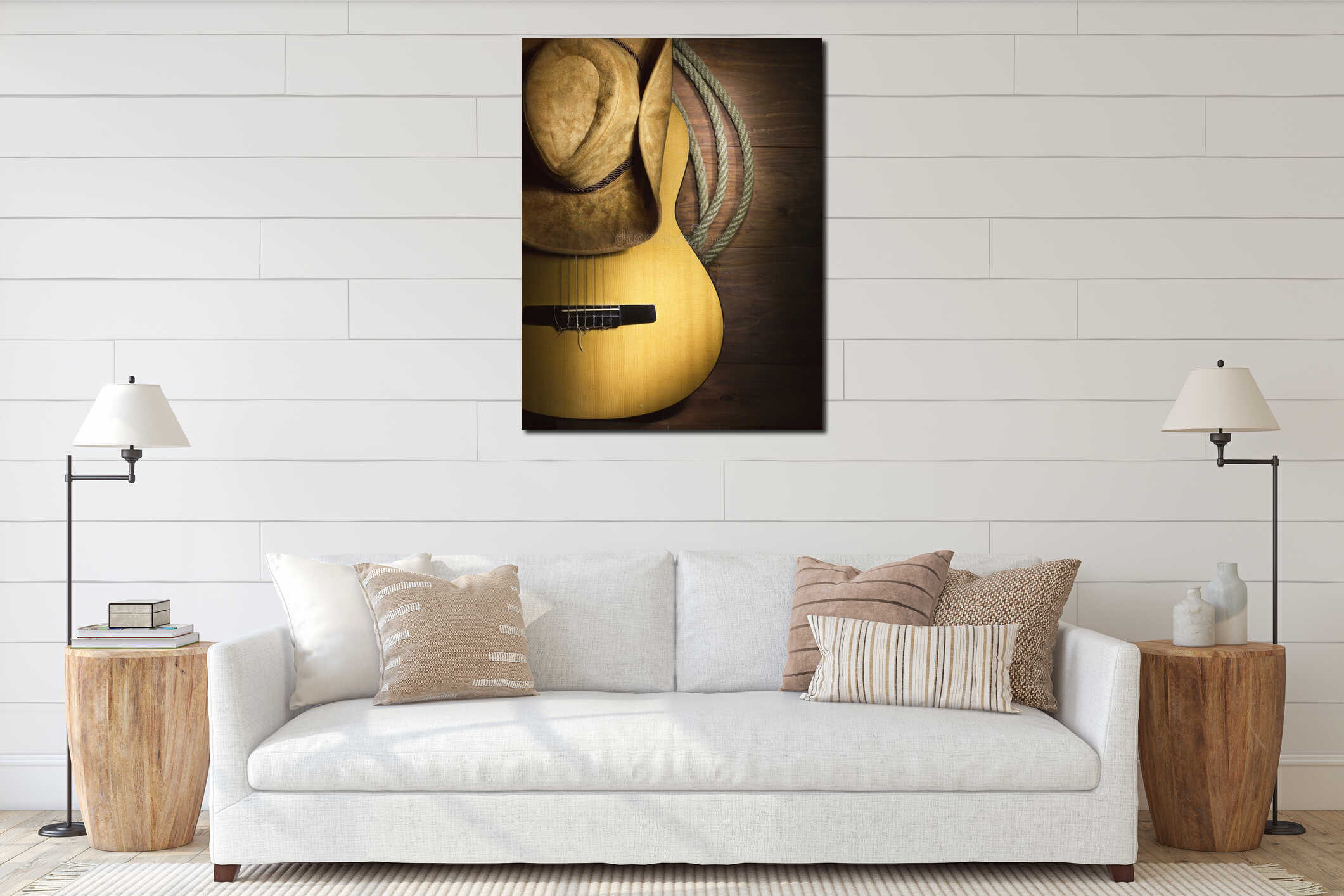 Canvas hanging interior mockup