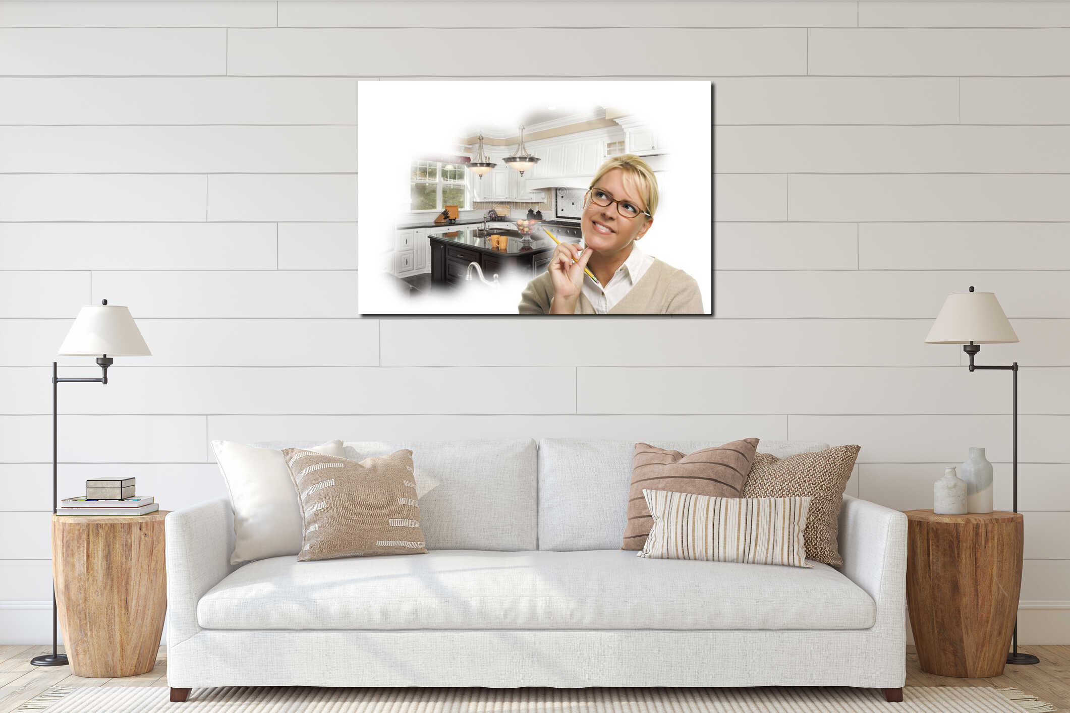 Canvas hanging interior mockup