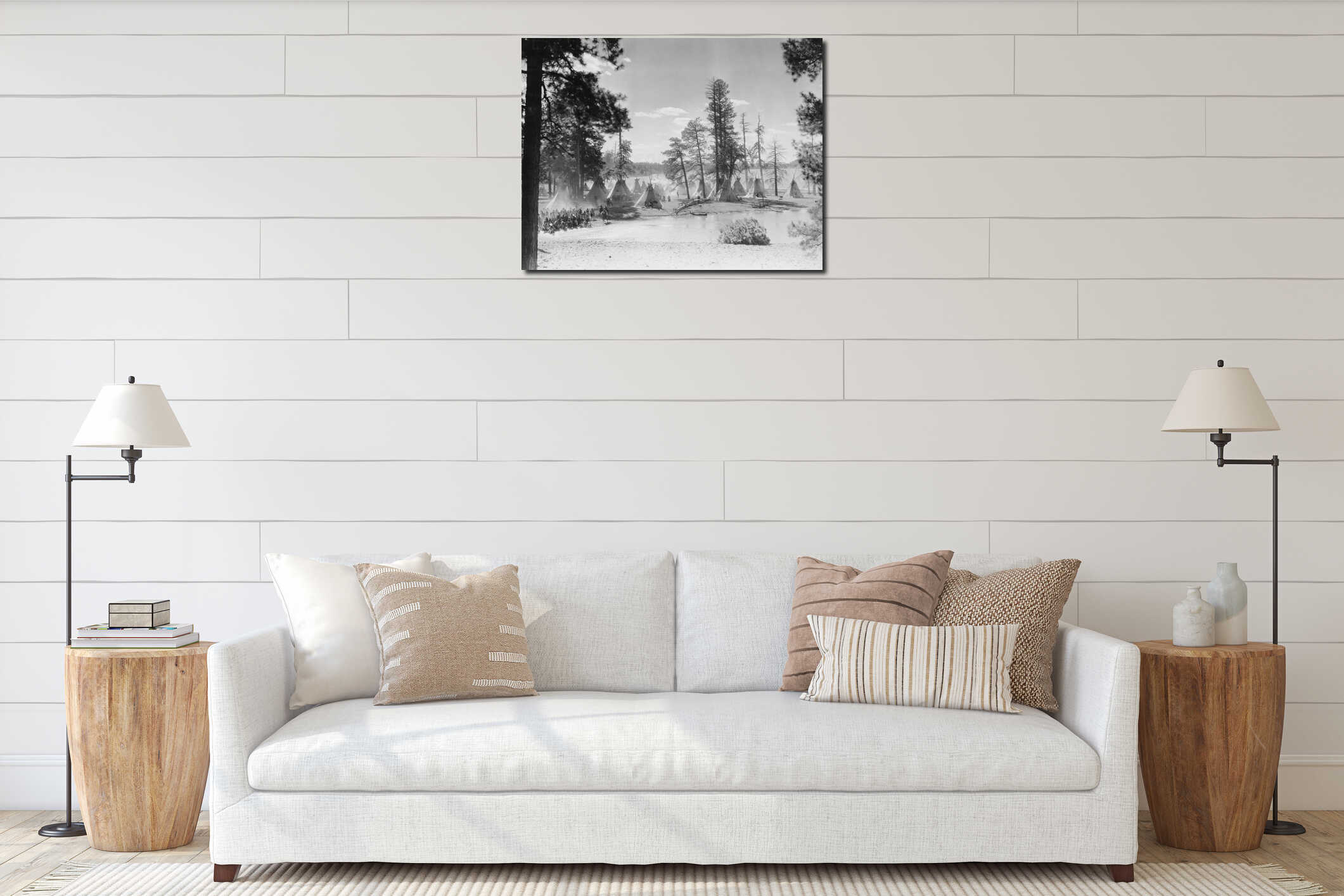 Canvas hanging interior mockup