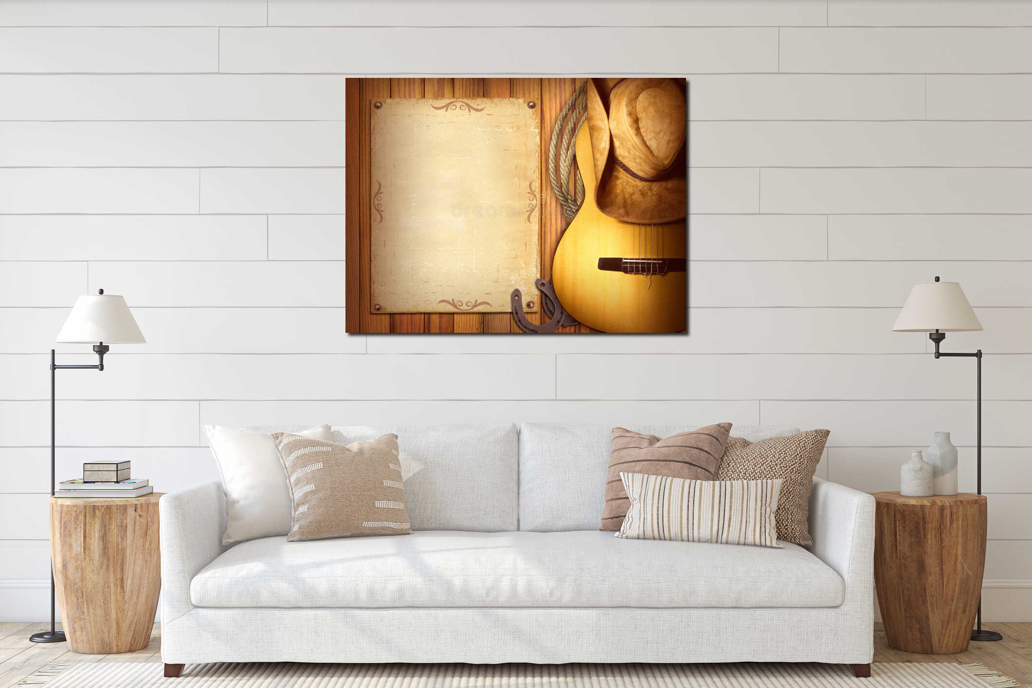 Canvas hanging interior mockup
