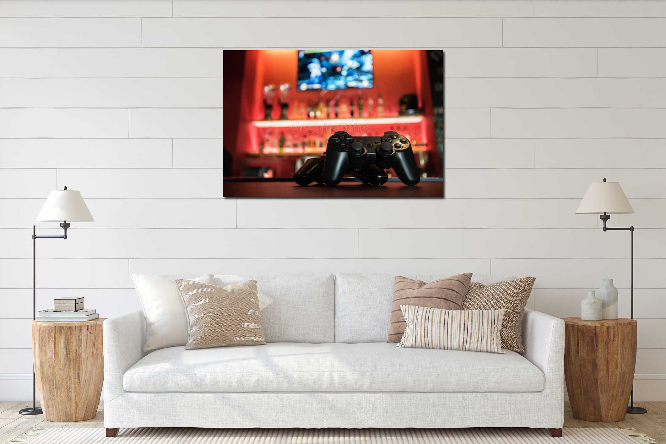 Canvas hanging interior mockup