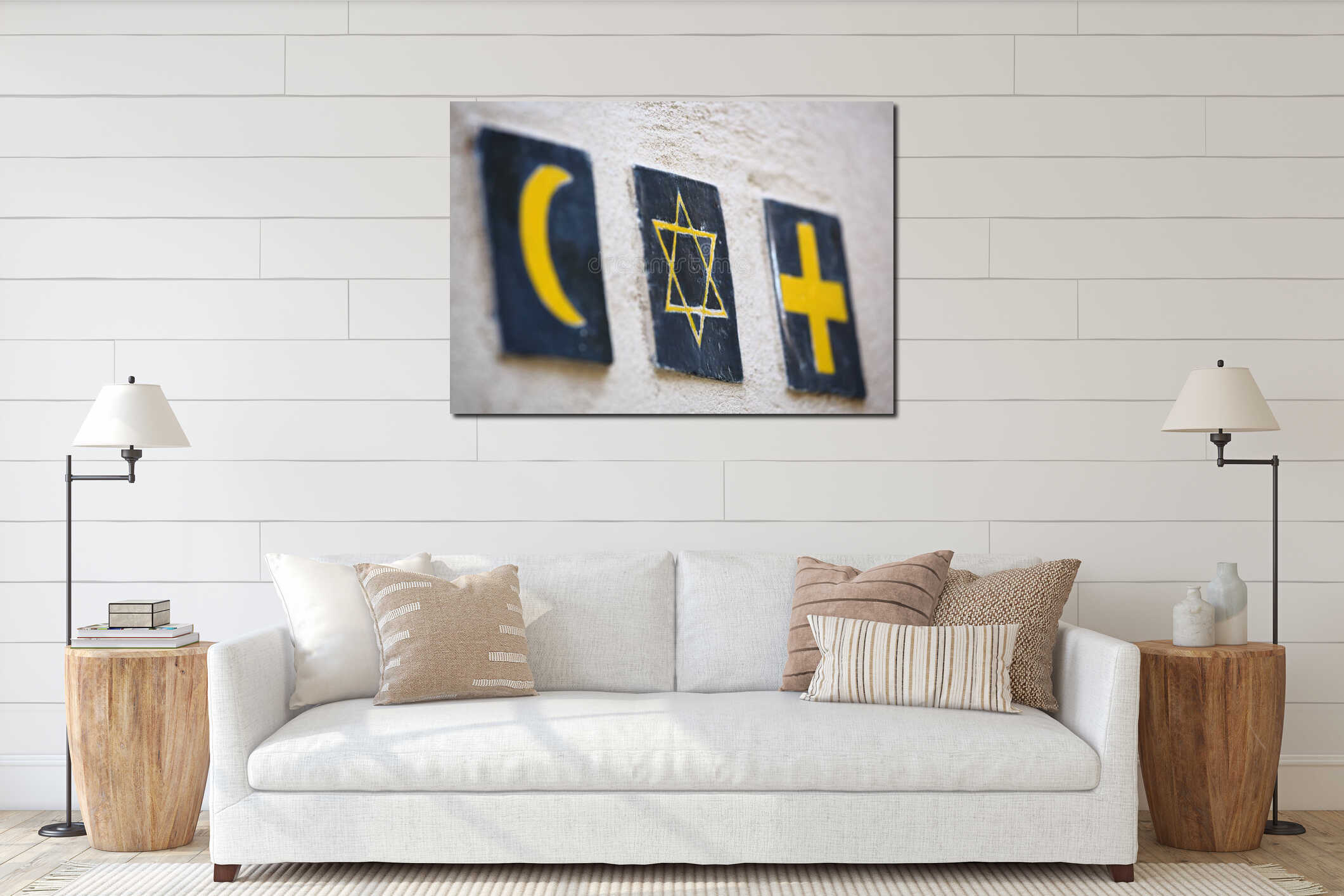 Canvas hanging interior mockup