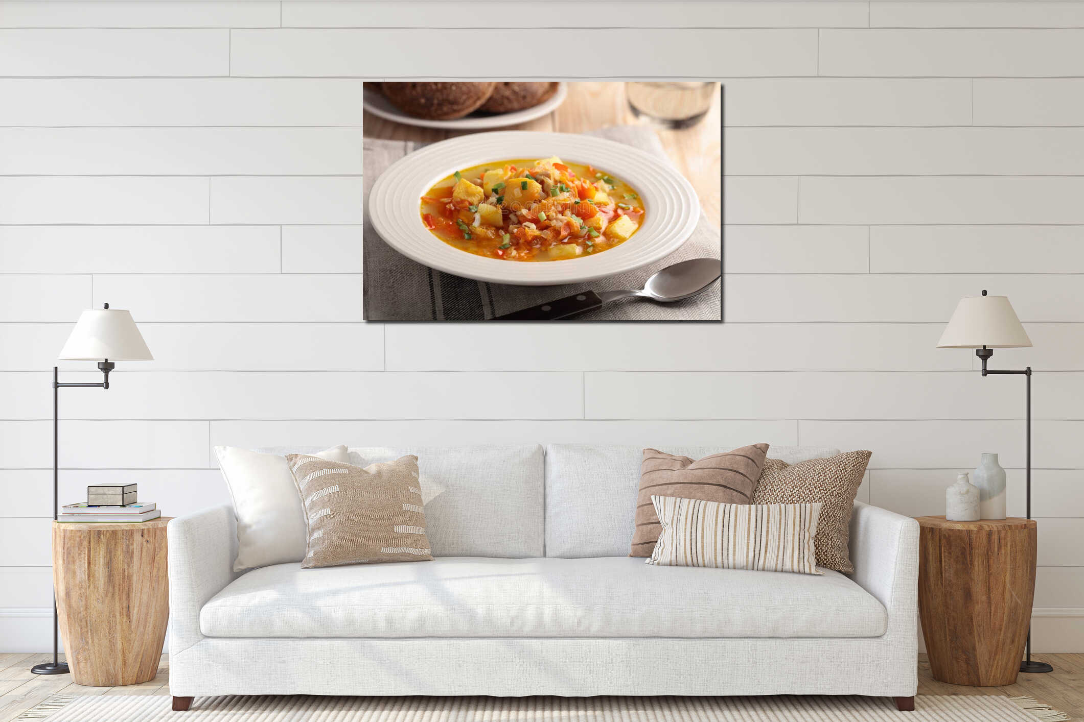 Canvas hanging interior mockup