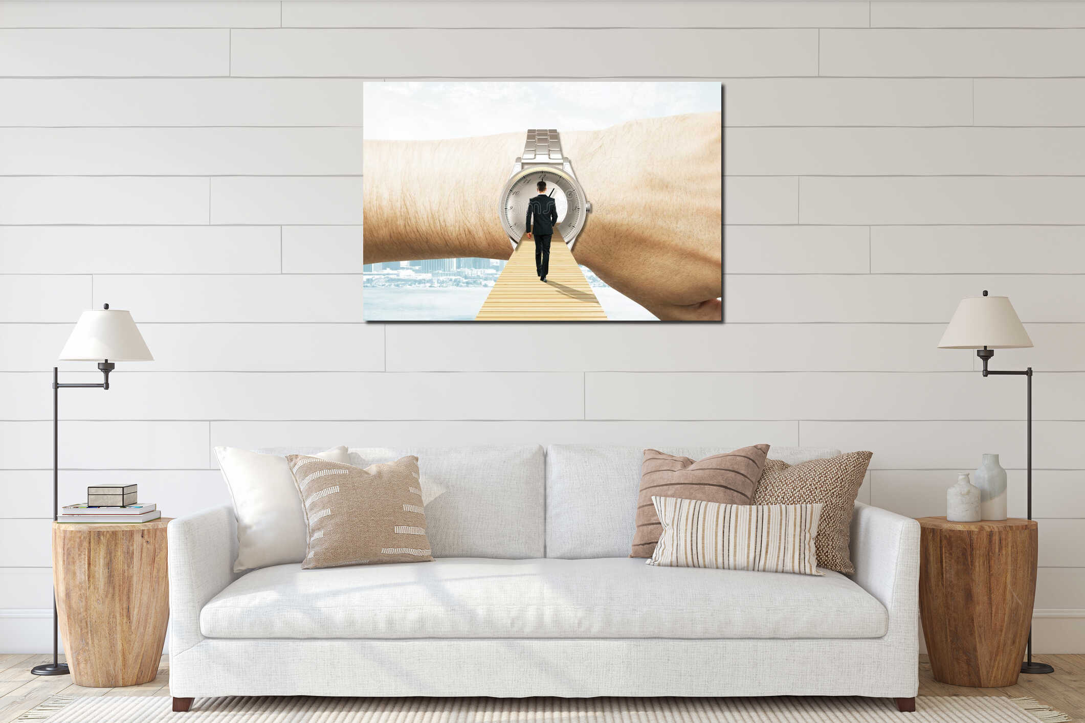 Canvas hanging interior mockup