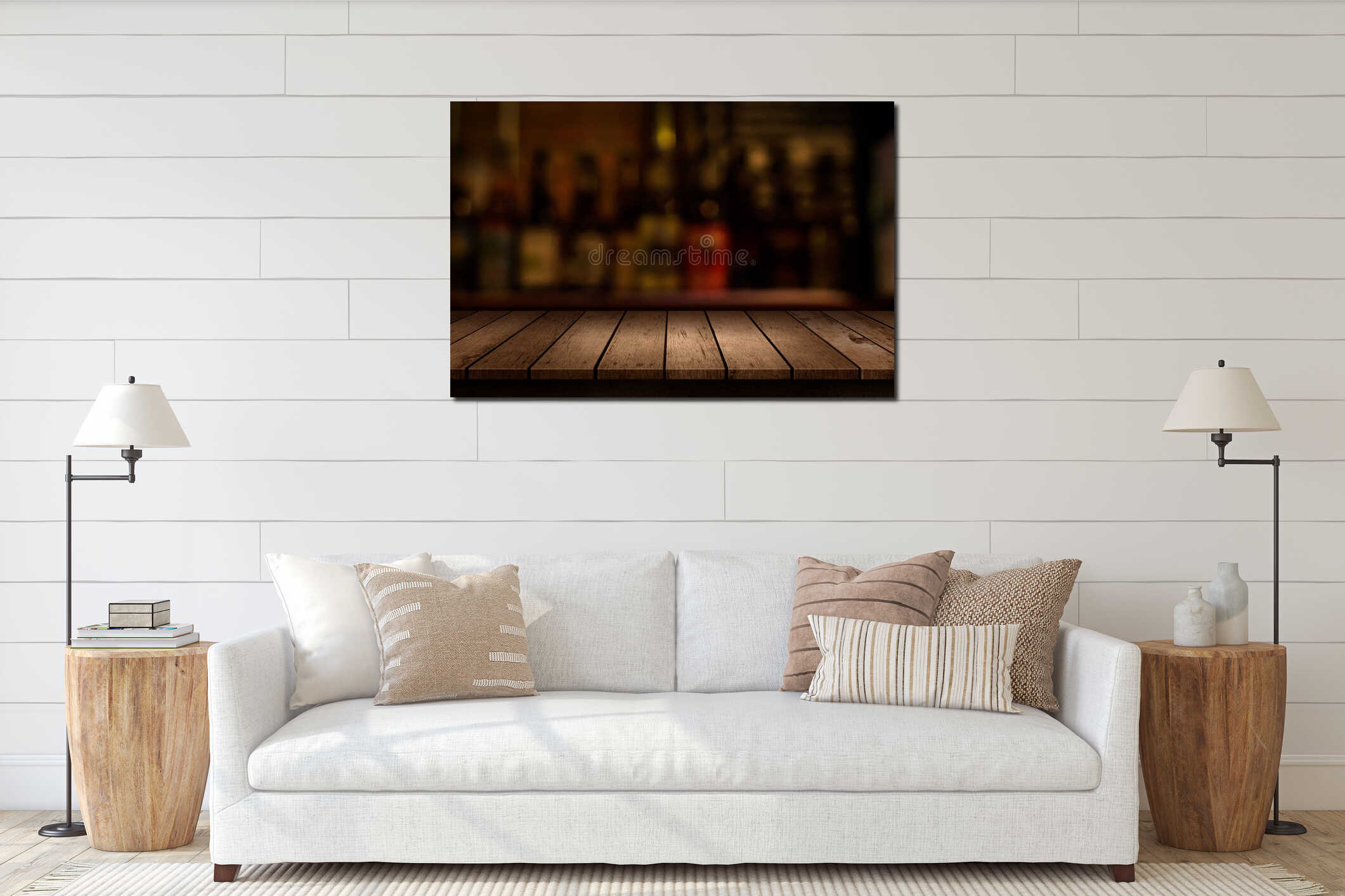 Canvas hanging interior mockup