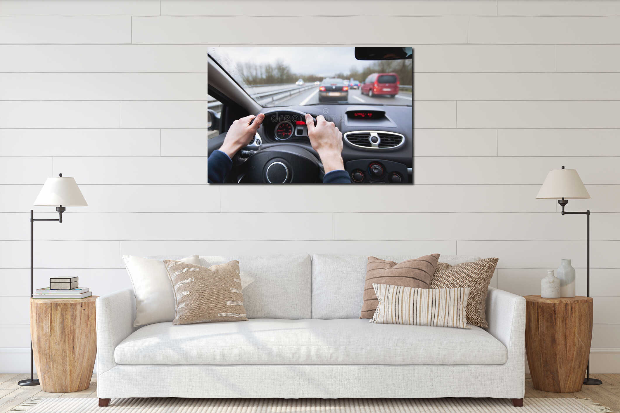 Canvas hanging interior mockup