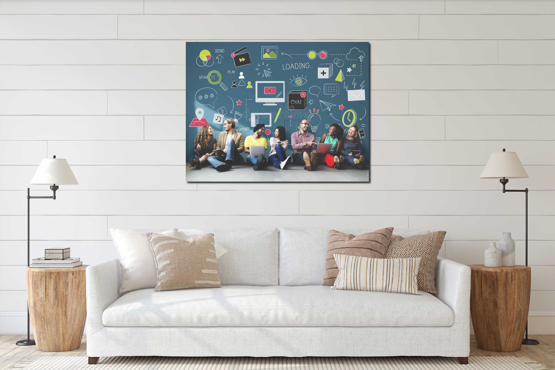 Canvas hanging interior mockup