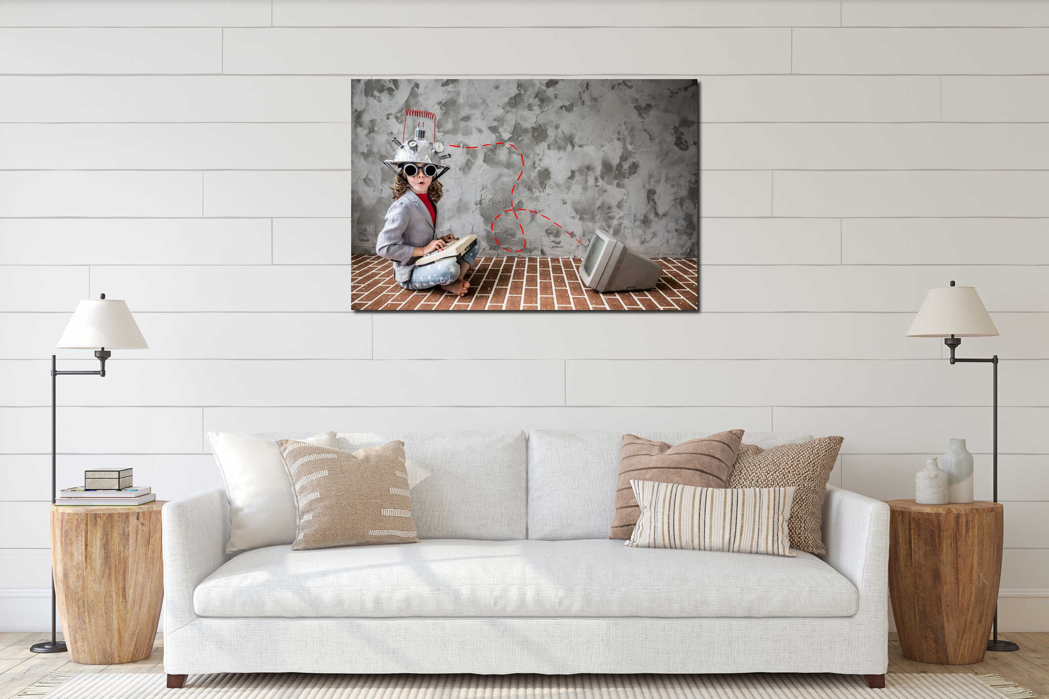 Canvas hanging interior mockup