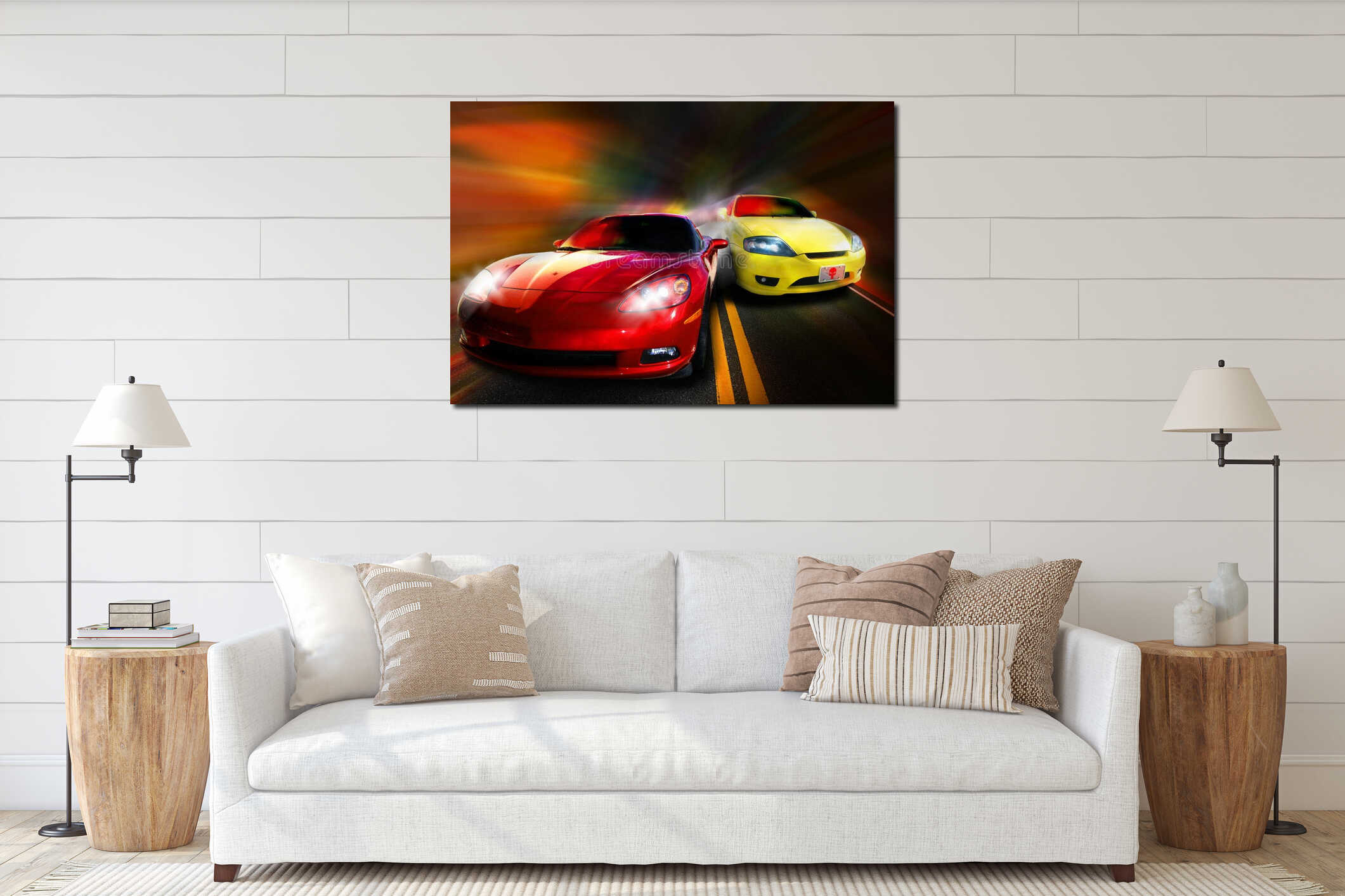 Canvas hanging interior mockup