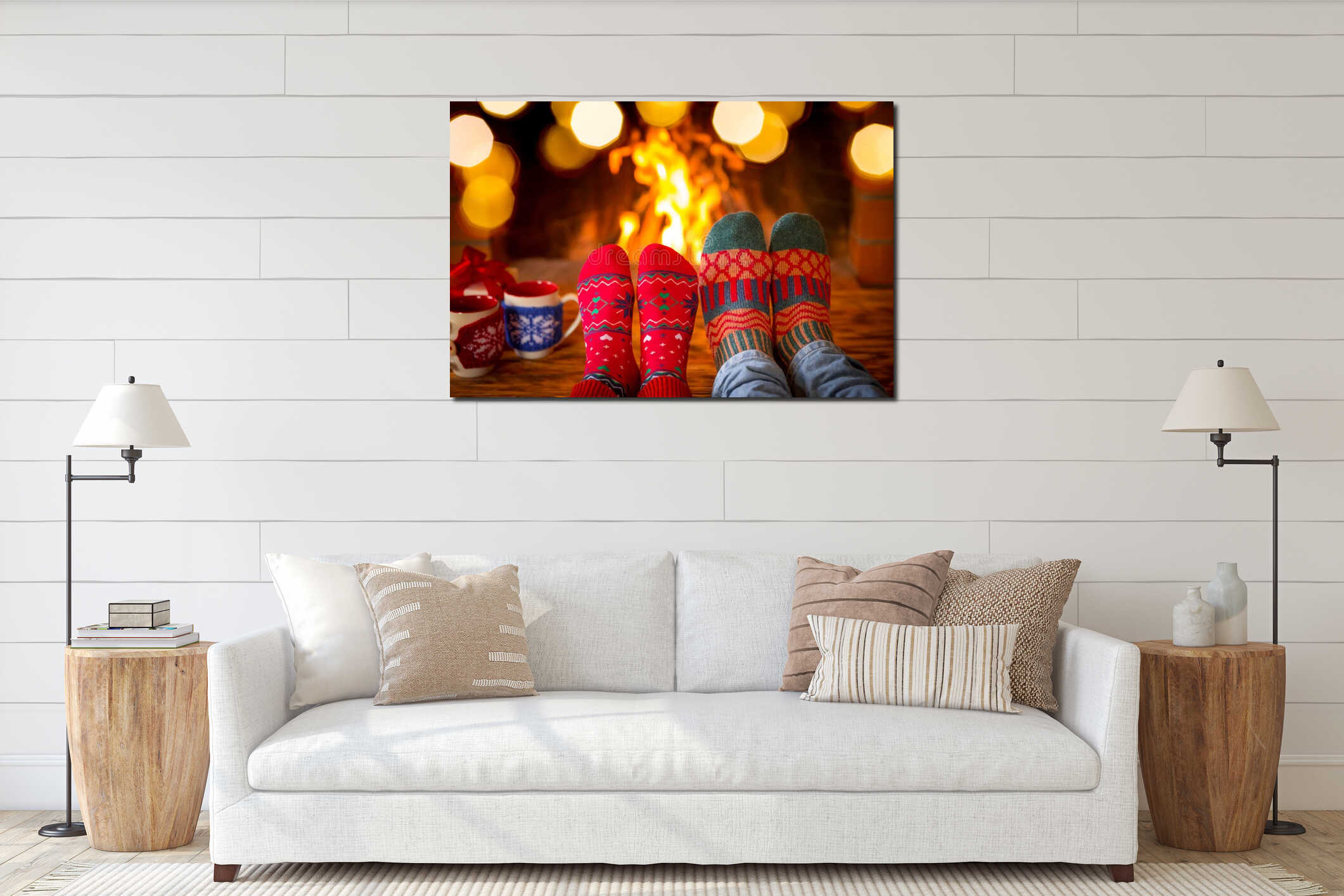 Canvas hanging interior mockup