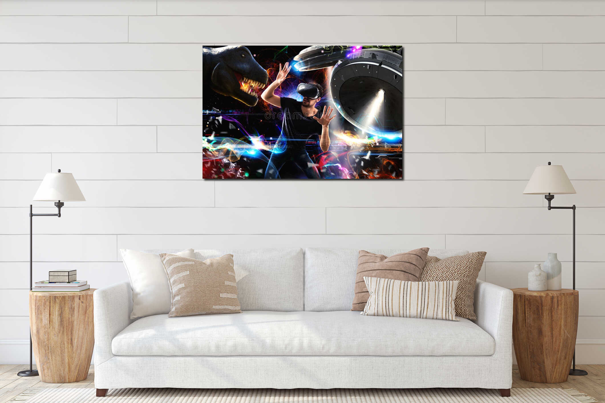 Canvas hanging interior mockup