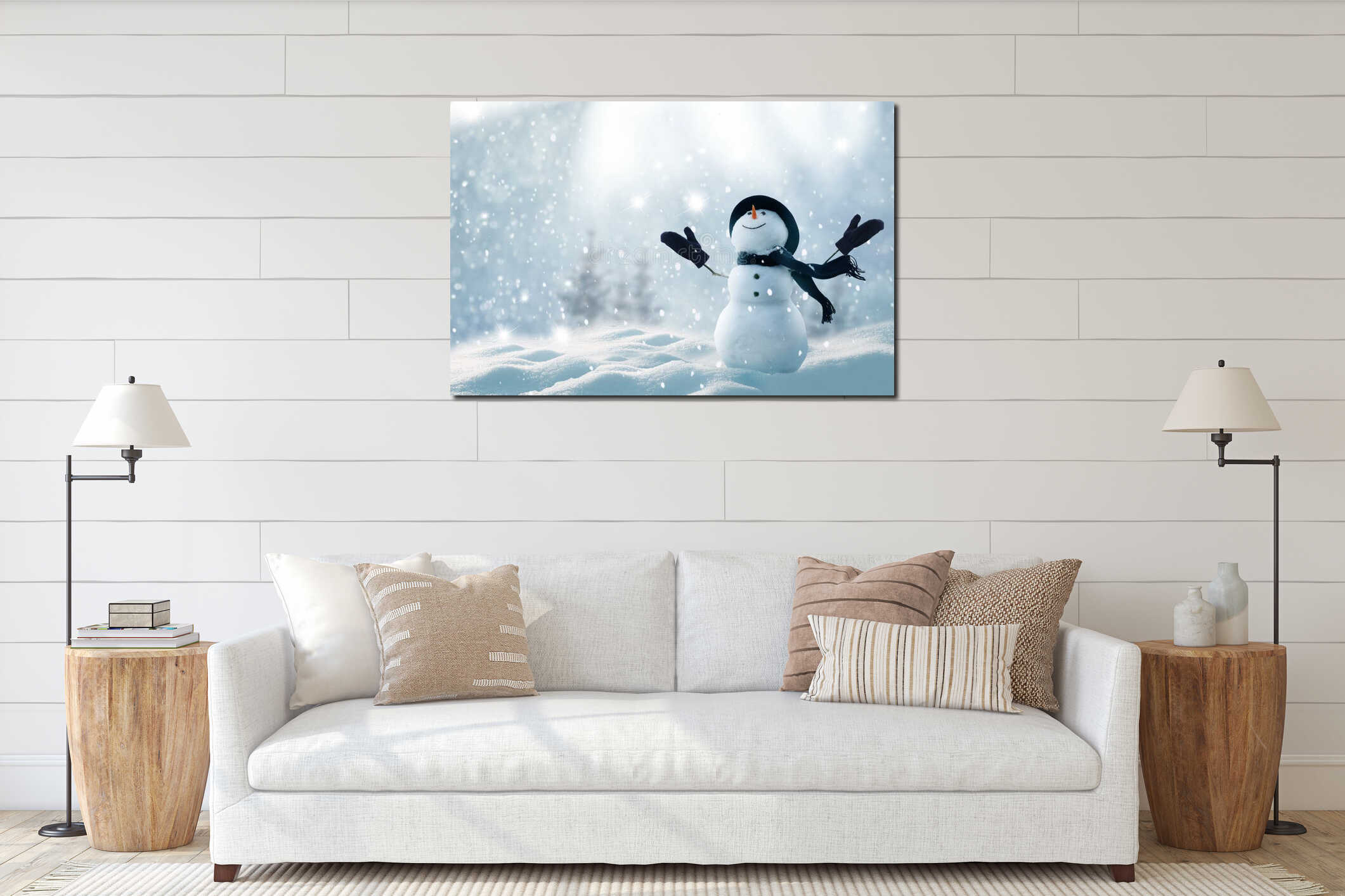 Canvas hanging interior mockup