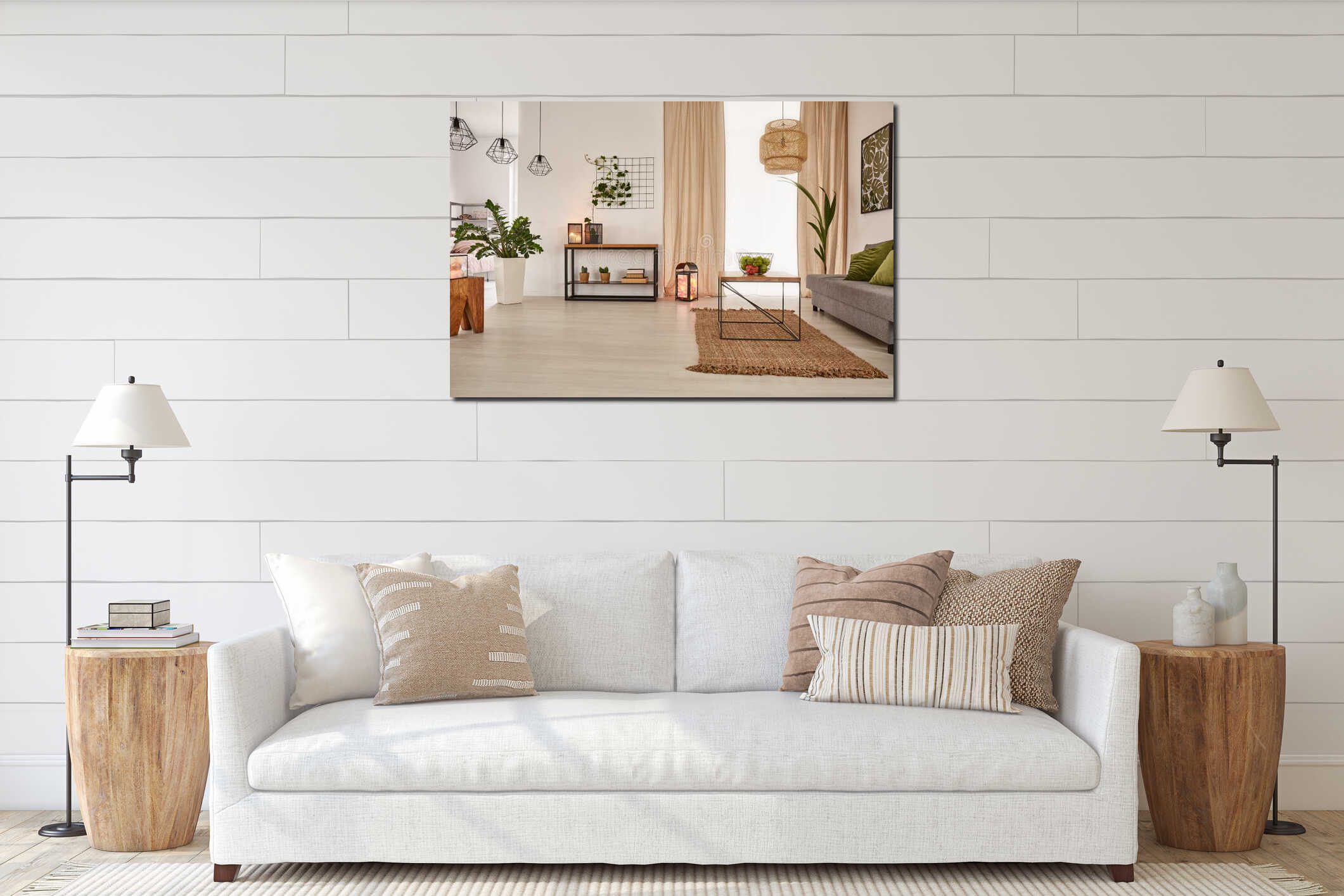 Canvas hanging interior mockup