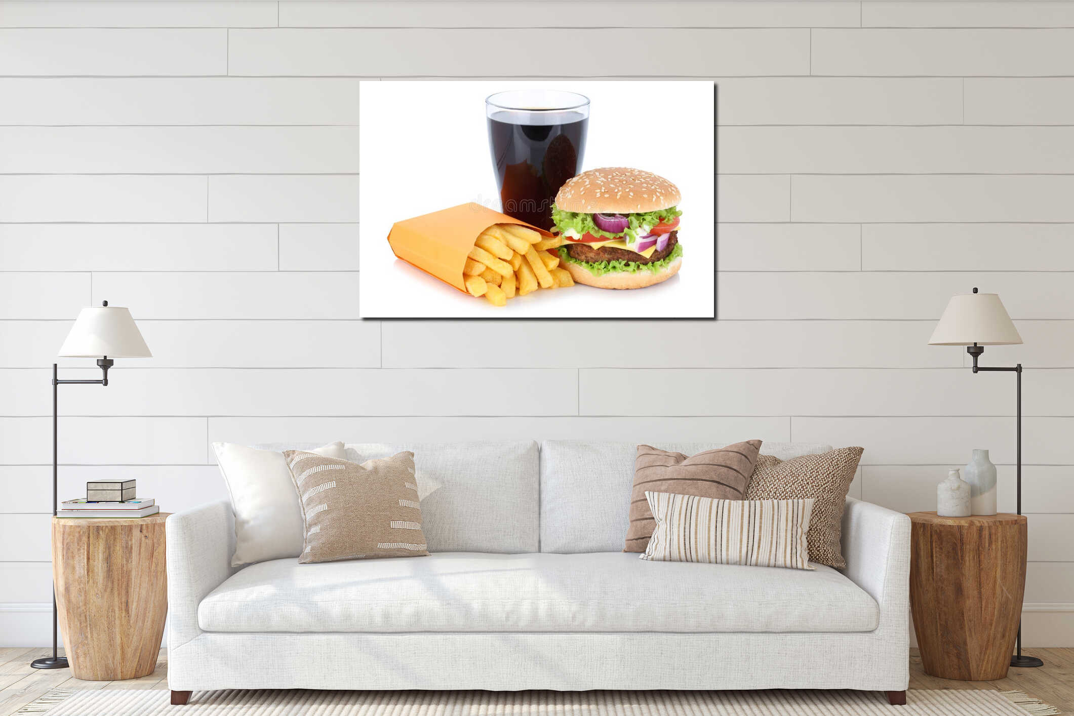 Canvas hanging interior mockup