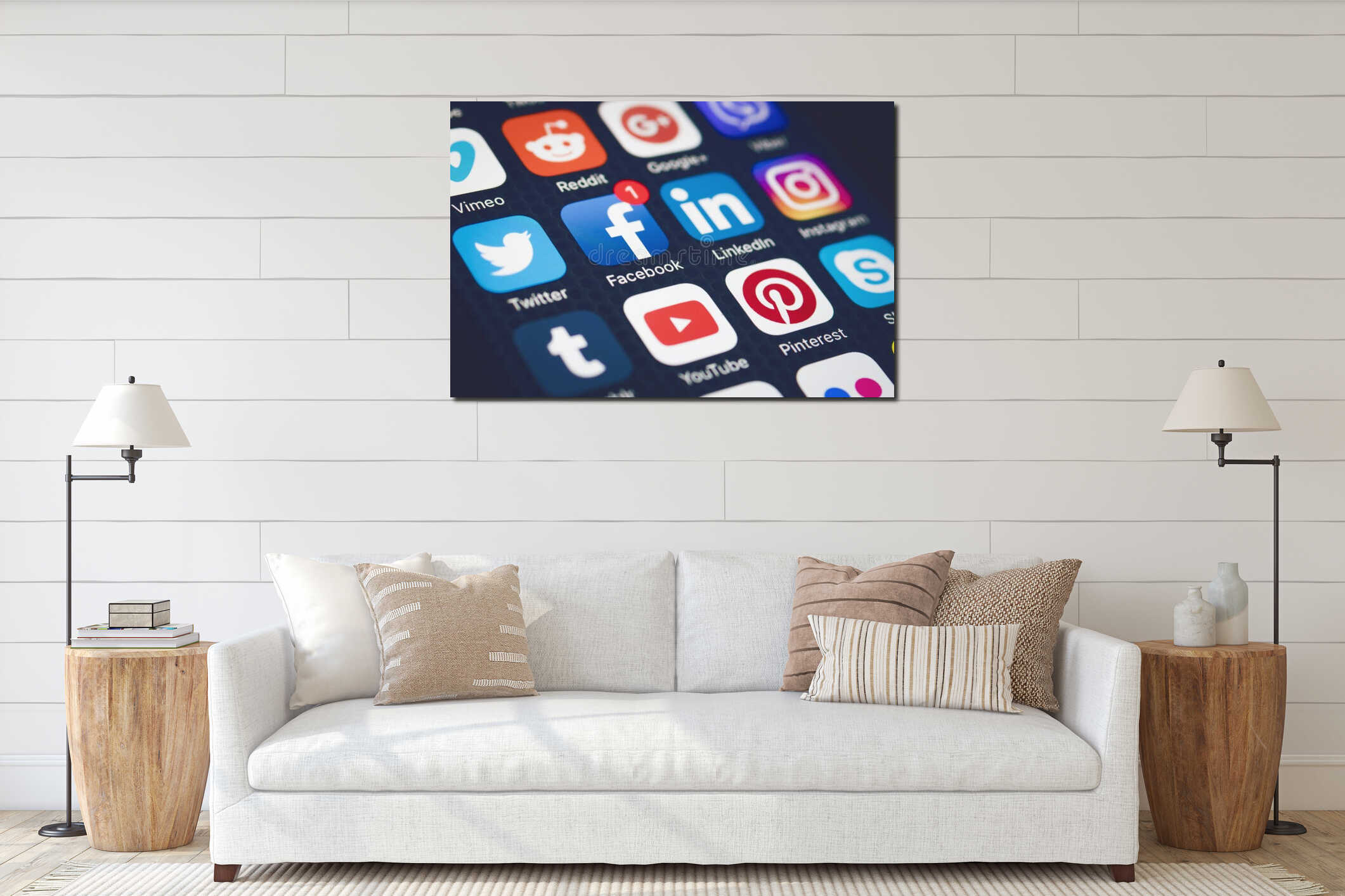 Canvas hanging interior mockup