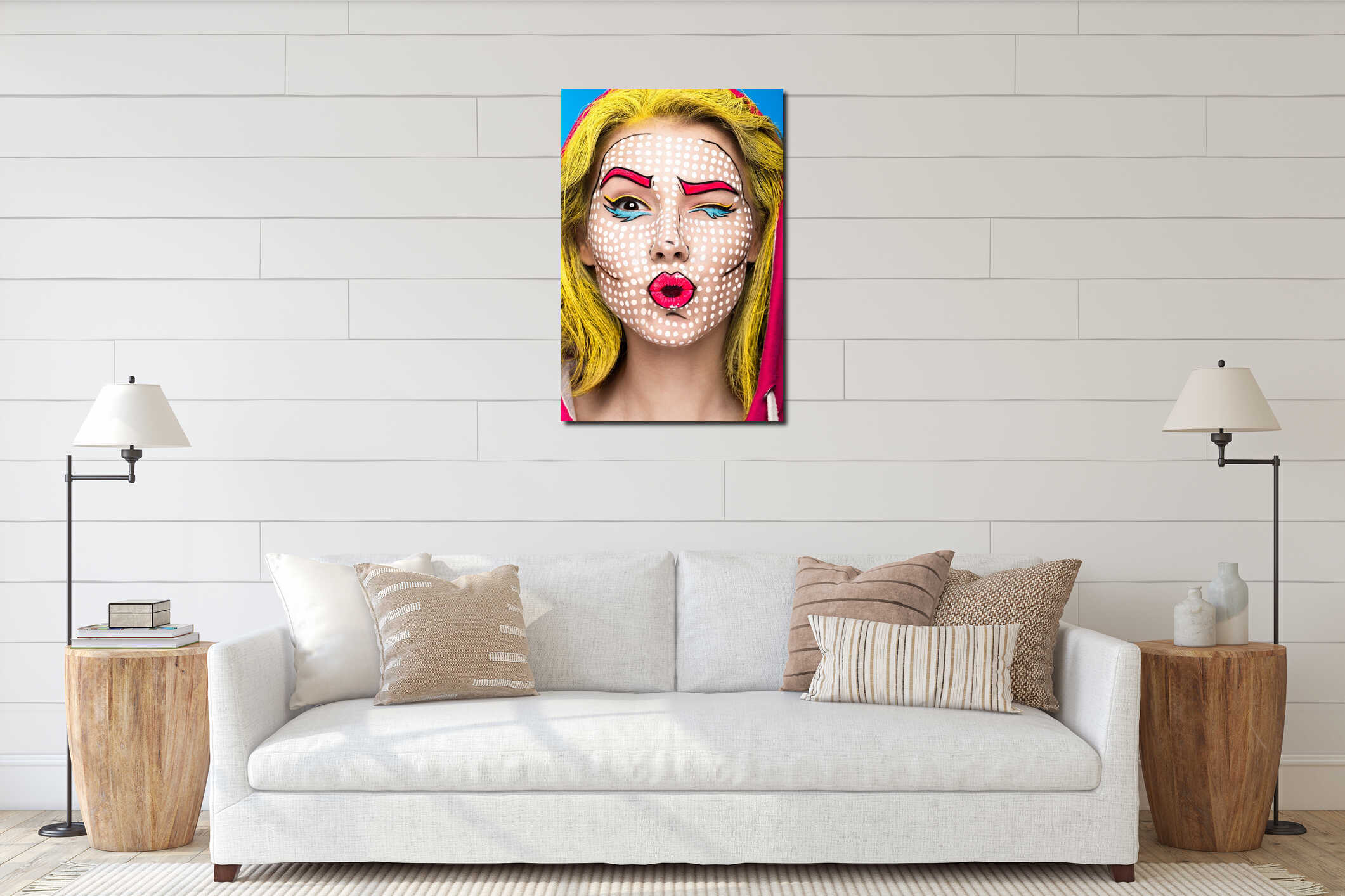 Canvas hanging interior mockup