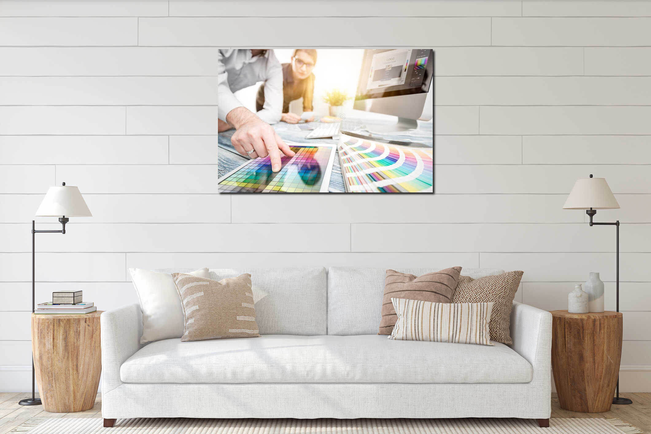 Canvas hanging interior mockup