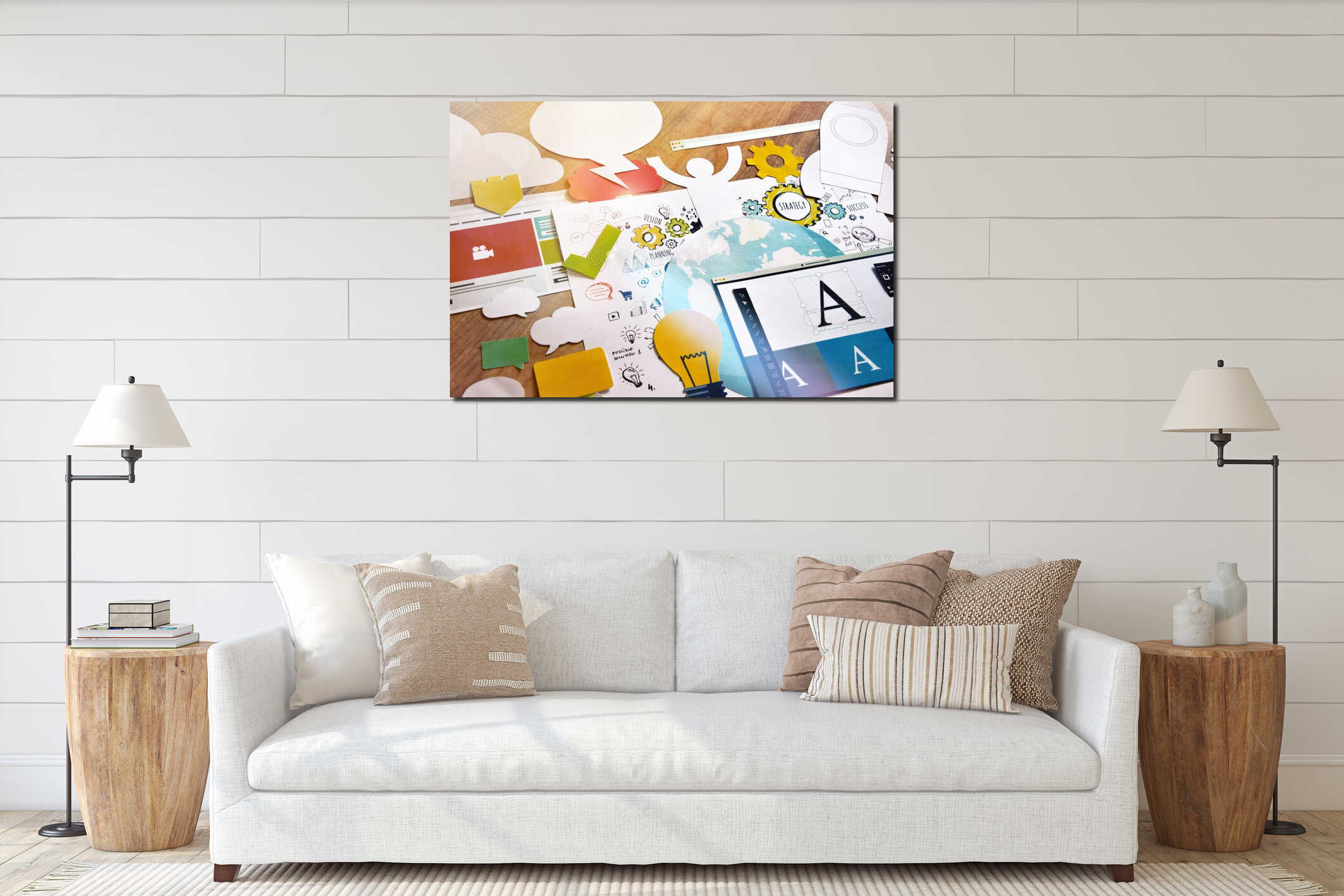 Canvas hanging interior mockup