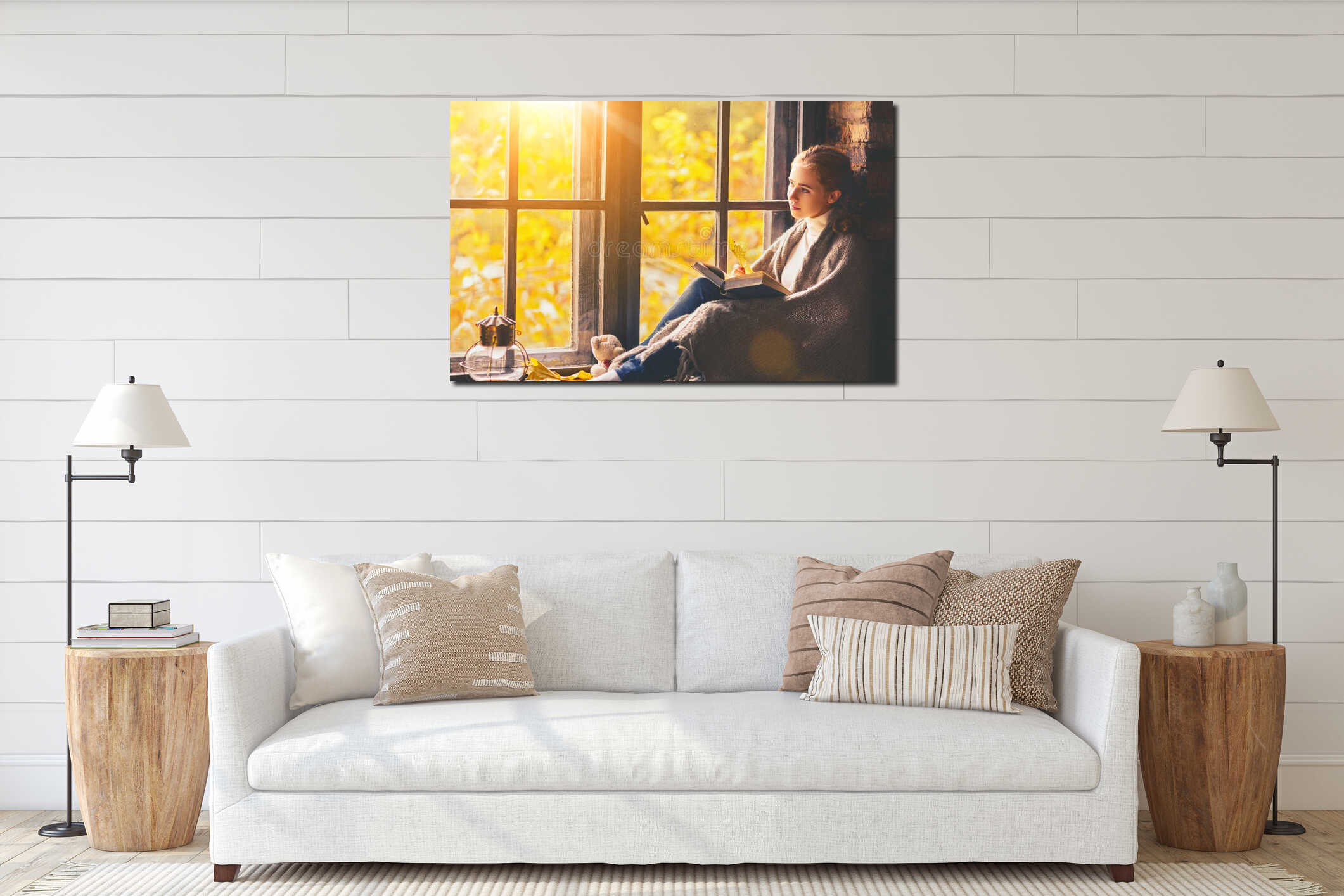 Canvas hanging interior mockup