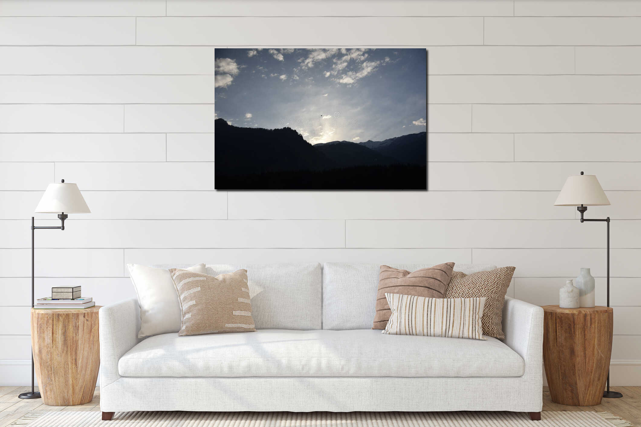 Canvas hanging interior mockup